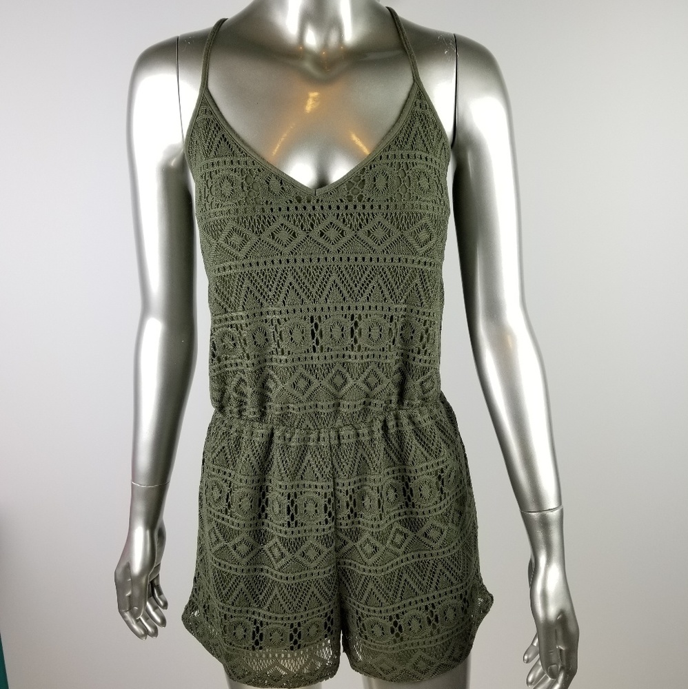 Forever 21 olive green lace romper